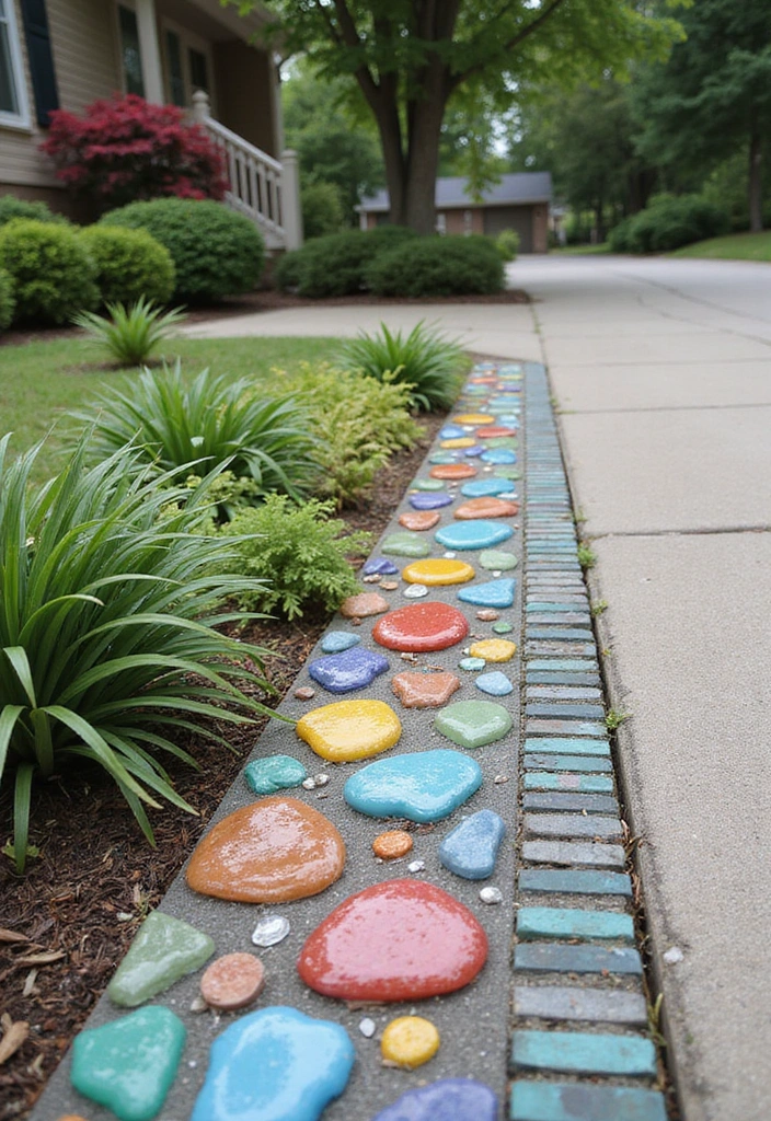 14 Colorful Driveway Edging Ideas That Will Make Your Neighbors Jealous! - 9. Colorful Mosaic Edging