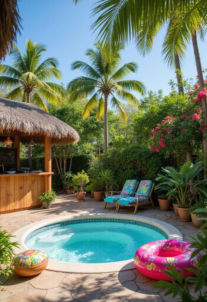 14 Cozy Hot Tub Patio Ideas That Will Make Your Neighbors Jealous! - 4. Tropical Paradise