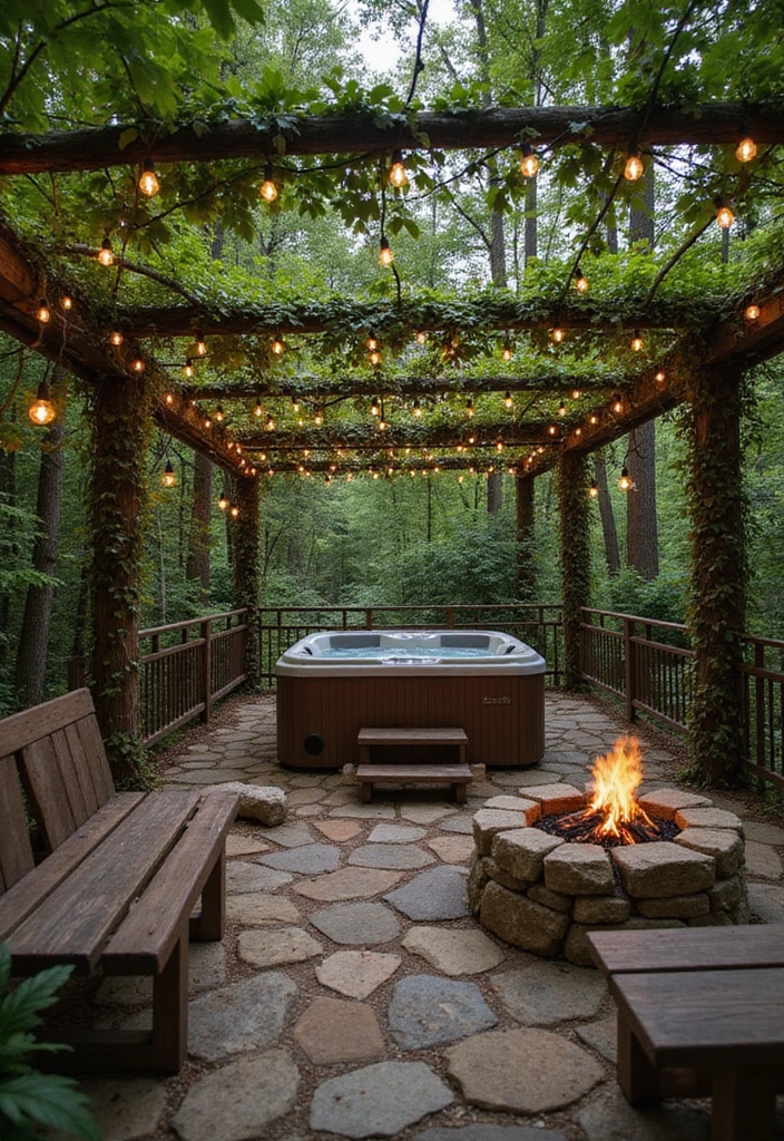14 Cozy Hot Tub Patio Ideas That Will Make Your Neighbors Jealous! - 5. Enchanted Forest Retreat