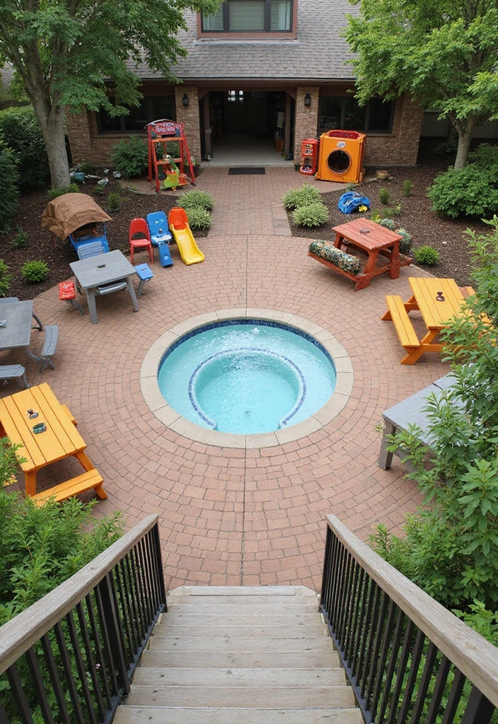 14 Cozy Hot Tub Patio Ideas That Will Make Your Neighbors Jealous! - 8. Family-Friendly Fun Zone