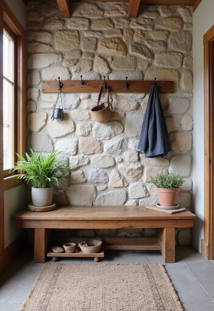 14 Entryway Stone Wall Ideas That Will Wow Your Guests from the Moment They Step In! - 1. Rustic Natural Stone