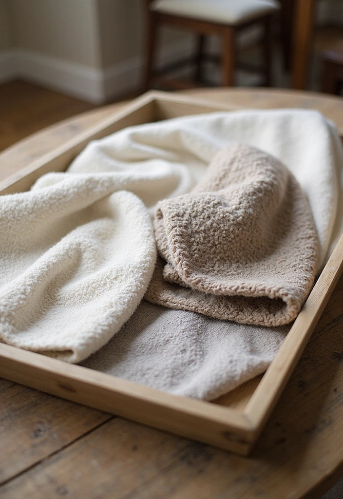 14 Farmhouse Entryway Tray Decor Ideas for a Welcoming First Impression (Wait Until You See #7!) - 11. Cozy Textiles