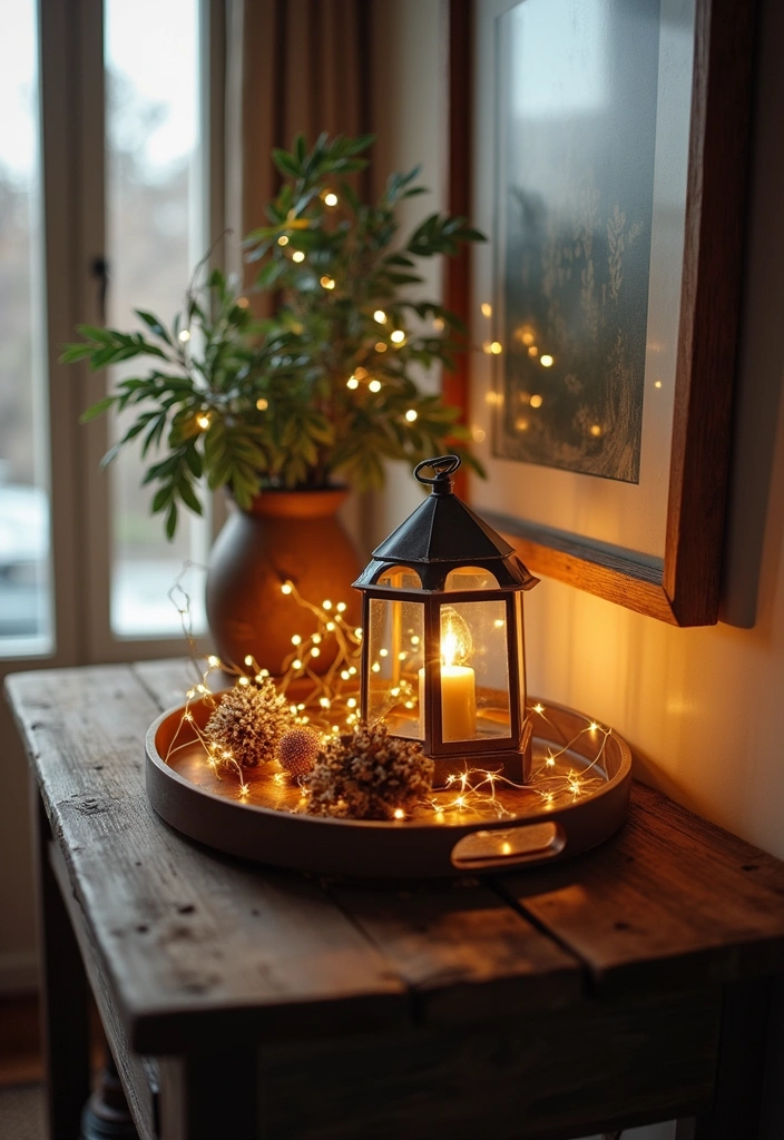 14 Farmhouse Entryway Tray Decor Ideas for a Welcoming First Impression (Wait Until You See #7!) - 13. Warm Lighting