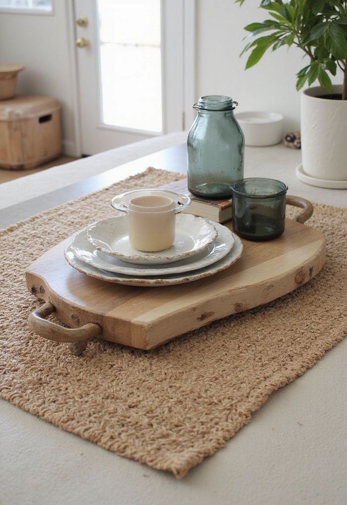 14 Farmhouse Entryway Tray Decor Ideas for a Welcoming First Impression (Wait Until You See #7!) - 5. Layered Textures