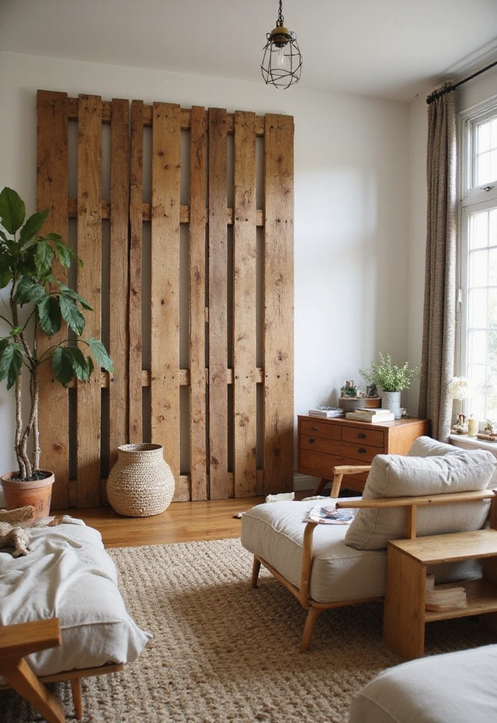 14 Portable Room Divider Ideas for Easy Space Customization (Perfect for Renters!) - 10. DIY Pallet Dividers: Rustic Charm