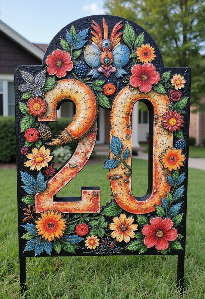 14 Stunning Custom House Numbers That Will Make Your Neighbors Jealous! - 12. Custom Graphic Designs
