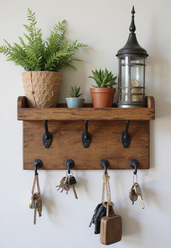 14 Themed Key Holder Ideas That Reflect Your Unique Personality and Style! - 1. Rustic Charm with Reclaimed Wood