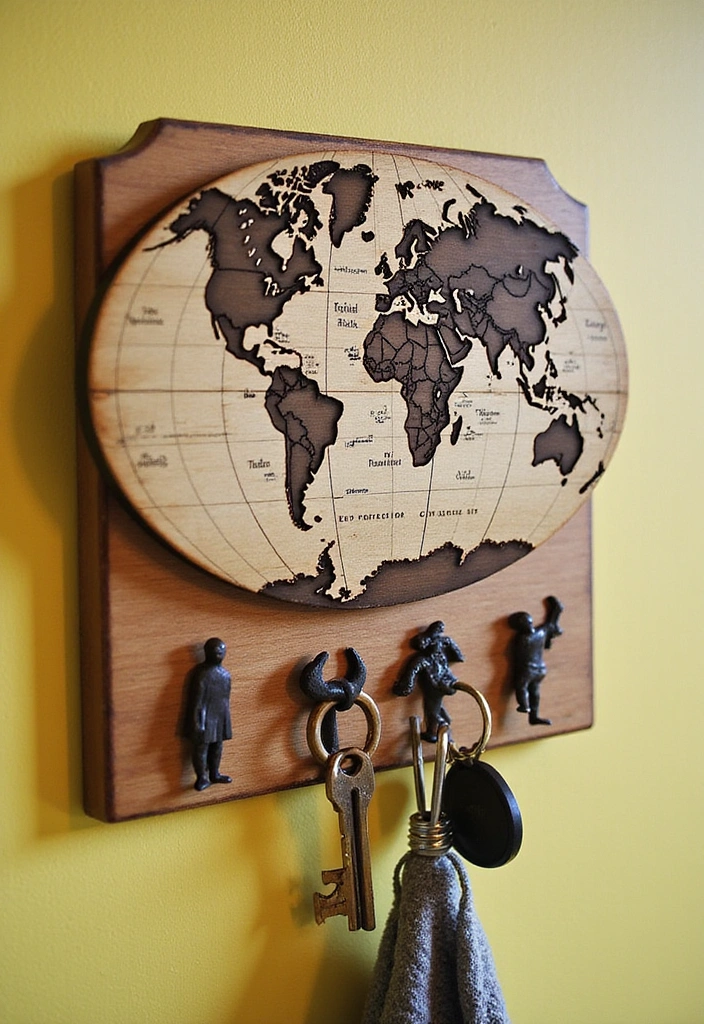 14 Themed Key Holder Ideas That Reflect Your Unique Personality and Style! - 11. Travel Map Inspiration