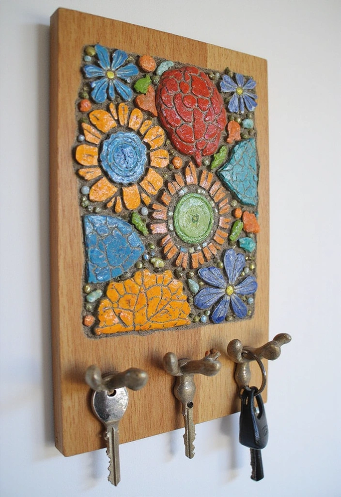 14 Themed Key Holder Ideas That Reflect Your Unique Personality and Style! - 7. Artistic Mosaic Key Holder