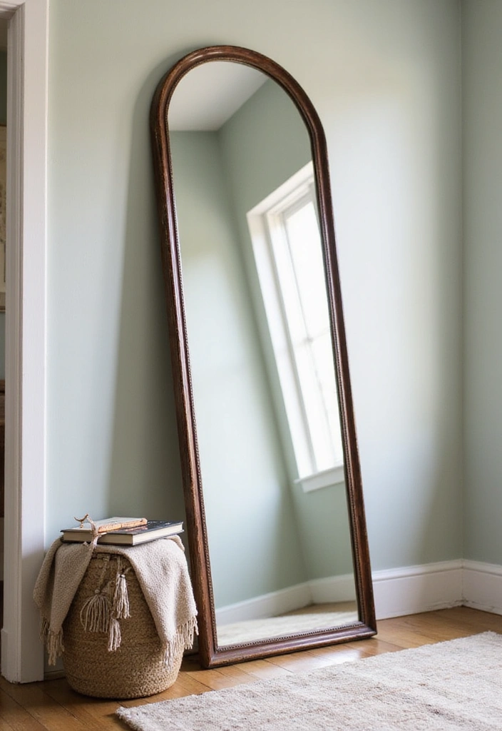 14 Vintage Entryway Mirror Ideas That Bring Timeless Elegance (You’ll Be Inspired by #9!) - 13. Vintage Leaning Mirror