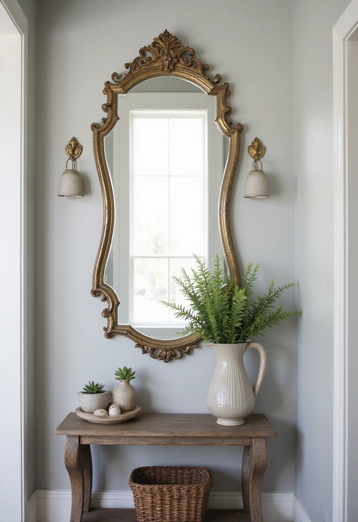 14 Vintage Entryway Mirror Ideas That Bring Timeless Elegance (You’ll Be Inspired by #9!) - 8. Vintage Wall-Mounted Mirror with Hooks
