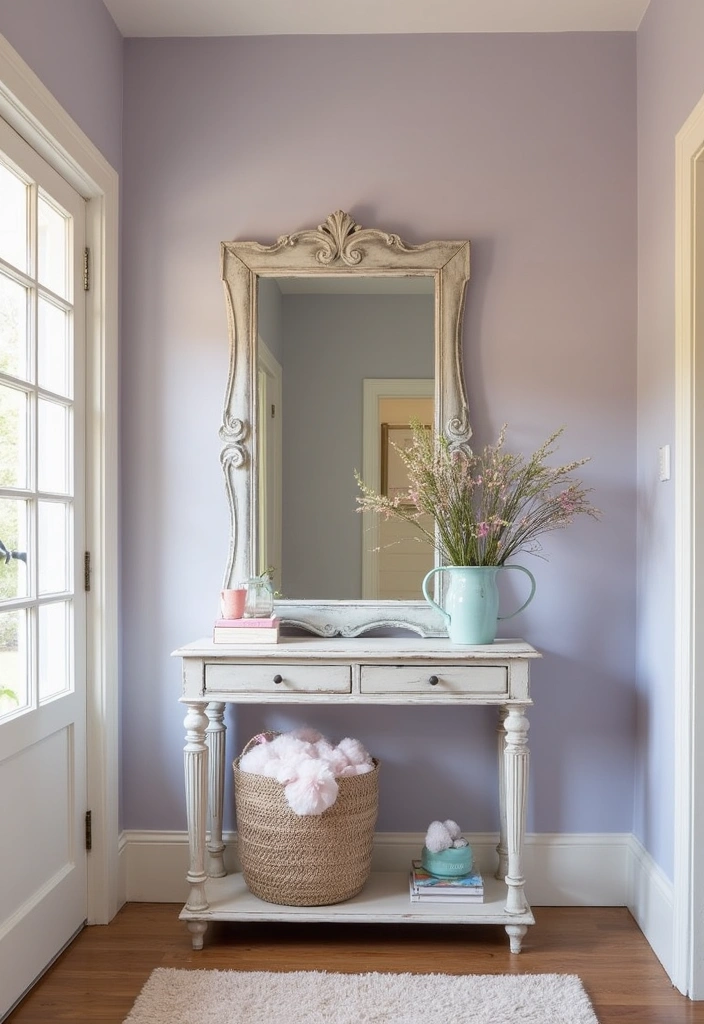 14 Vintage Entryway Mirror Ideas That Bring Timeless Elegance (You’ll Be Inspired by #9!) - 9. Shabby Chic Distressed Mirror