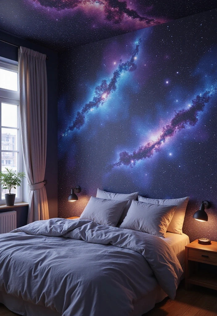14 Wall Art Accent Wall Ideas That Will Leave You Speechless (Check Out #3!) - 11. Mystical Galaxy Wall Art