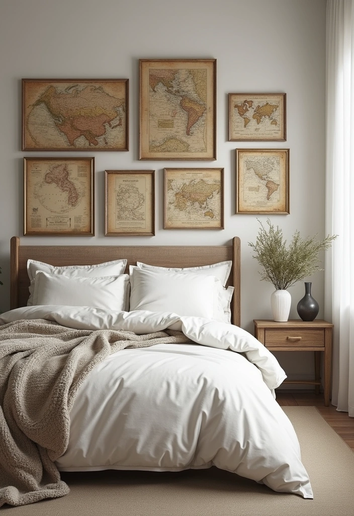 14 Wall Art Accent Wall Ideas That Will Leave You Speechless (Check Out #3!) - 13. Vintage Map Wall Art