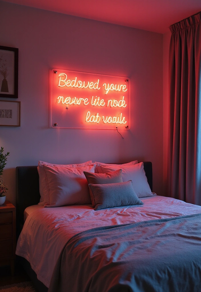 14 Wall Art Accent Wall Ideas That Will Leave You Speechless (Check Out #3!) - 3. Neon Dreamscape