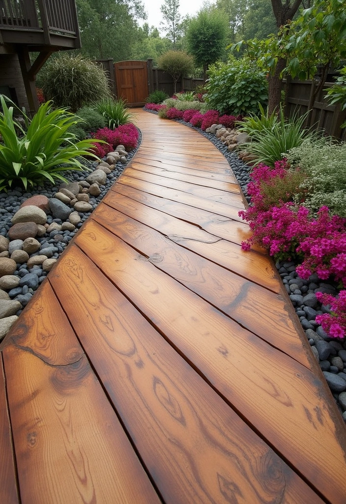 14 Wooden Driveway Edging Ideas That Add a Rustic Charm to Your Home! - 4. Wooden Planks with a Twist