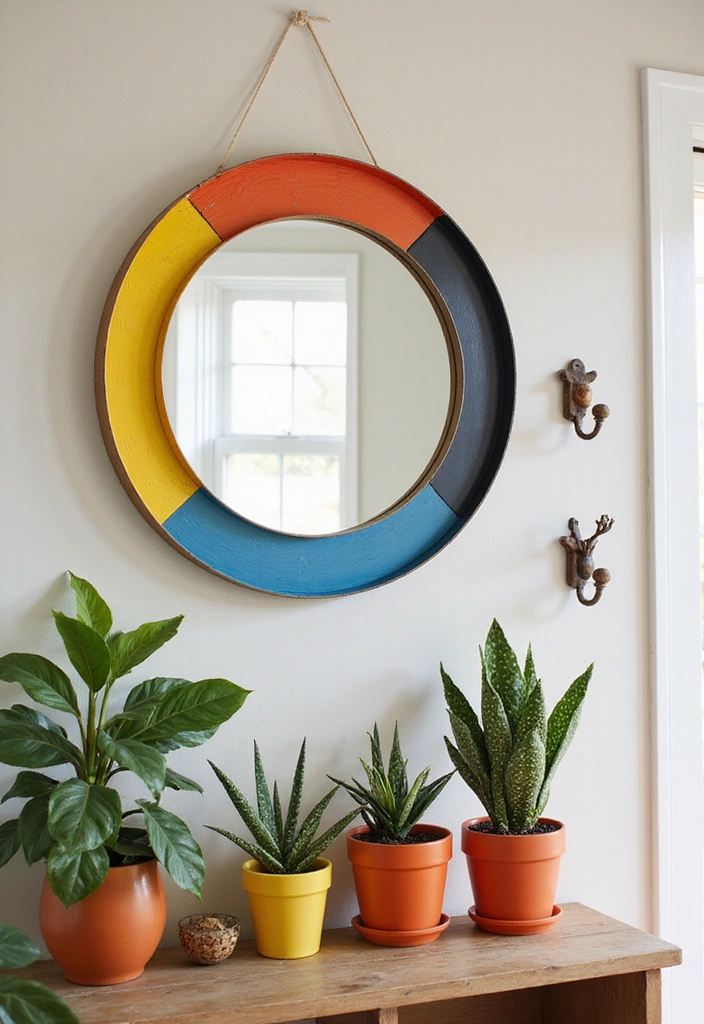 15 Affordable Entryway Mirror Ideas That Look Way More Expensive Than They Are! - 10. Colorful Accent Mirror