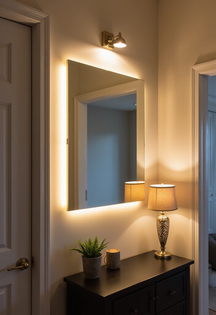 15 Affordable Entryway Mirror Ideas That Look Way More Expensive Than They Are! - 13. Mirror with Integrated Lighting