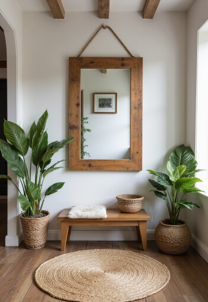 15 Affordable Entryway Mirror Ideas That Look Way More Expensive Than They Are! - 6. Rustic Wooden Mirror