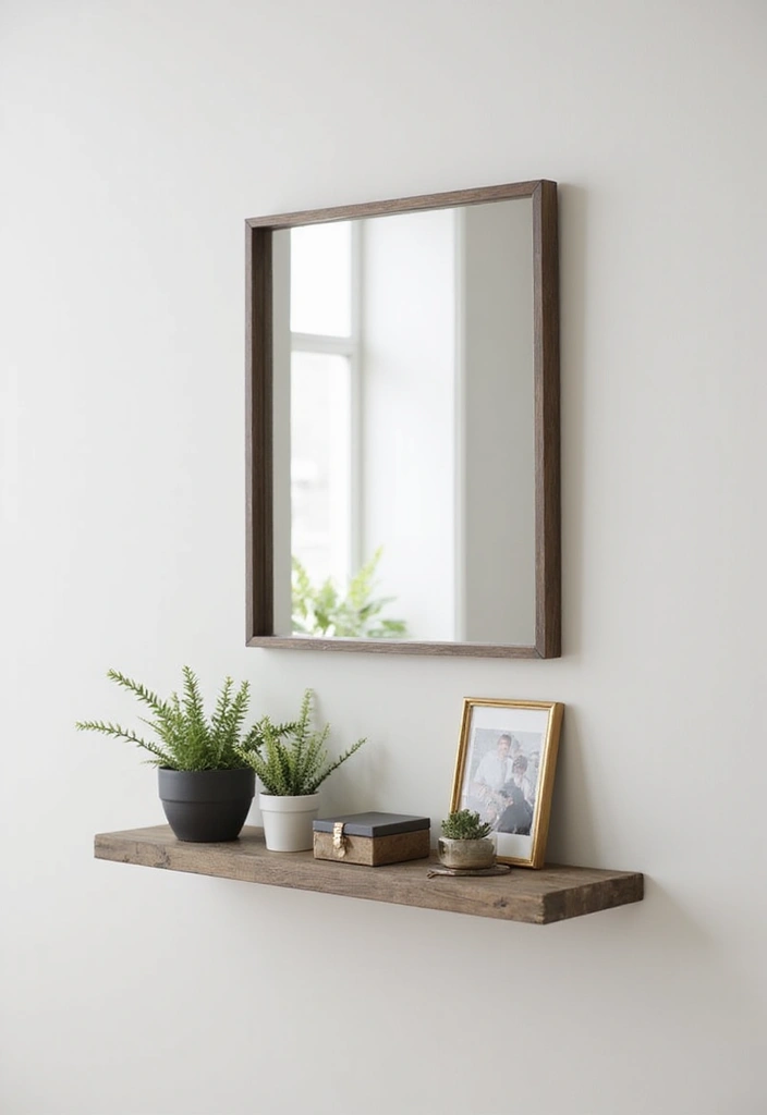 15 Affordable Entryway Mirror Ideas That Look Way More Expensive Than They Are! - 7. Wall-Mounted Shelf Mirror Combo