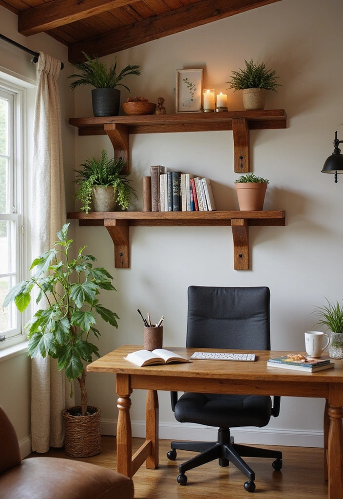 15 Corbel Styling Ideas to Elevate Your Home Office (Get Ready for #9!) - 1. Rustic Wooden Corbels