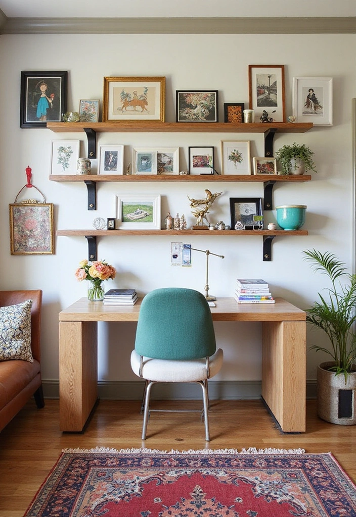 15 Corbel Styling Ideas to Elevate Your Home Office (Get Ready for #9!) - 14. Corbels for Displaying Art