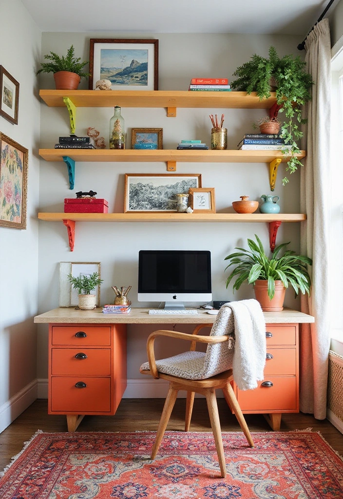 15 Corbel Styling Ideas to Elevate Your Home Office (Get Ready for #9!) - 4. Colorful Corbels