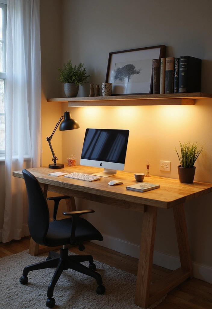 15 Corbel Styling Ideas to Elevate Your Home Office (Get Ready for #9!) - 6. Corbels with Integrated Lighting