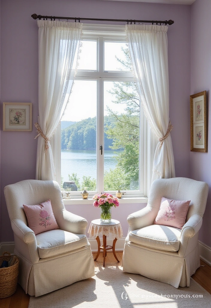15 Lake House Color Schemes That Will Make You Want to Dive Right In (Wait Until You See #5!) - 11. Soft Lavender and Creamy Whites