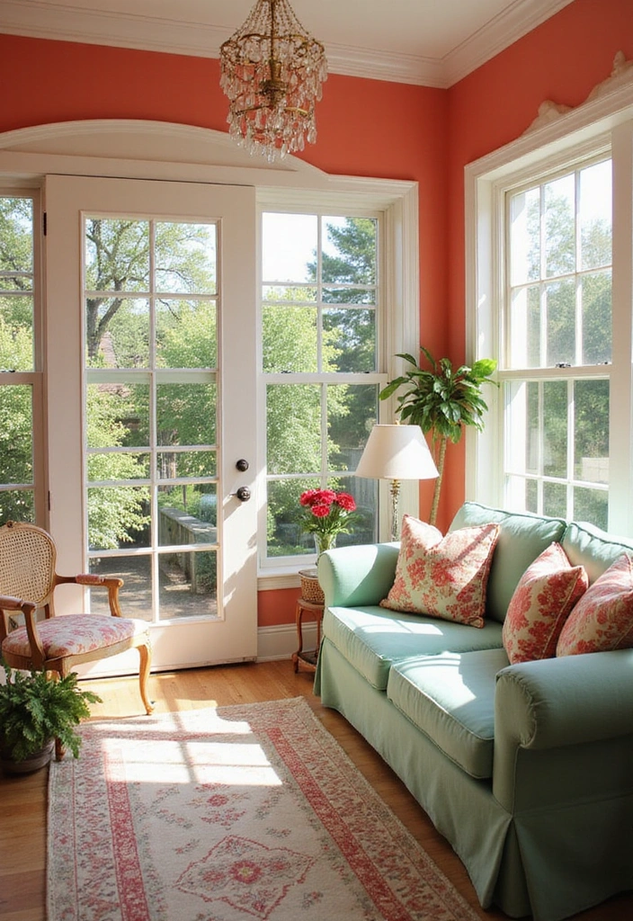 15 Lake House Color Schemes That Will Make You Want to Dive Right In (Wait Until You See #5!) - 3. Bright Coral and Seafoam Green