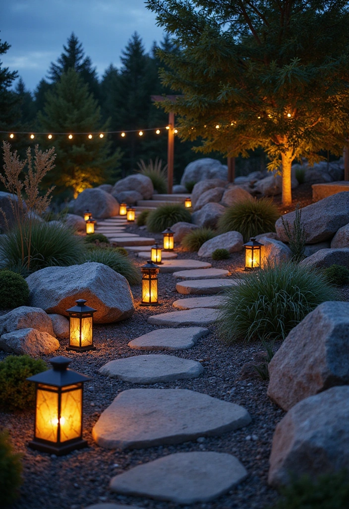 15 Stunning DIY Rock Garden Ideas That Will Transform Your Landscape (You Won't Believe #8!) - 14. Rock Garden with Lighting
