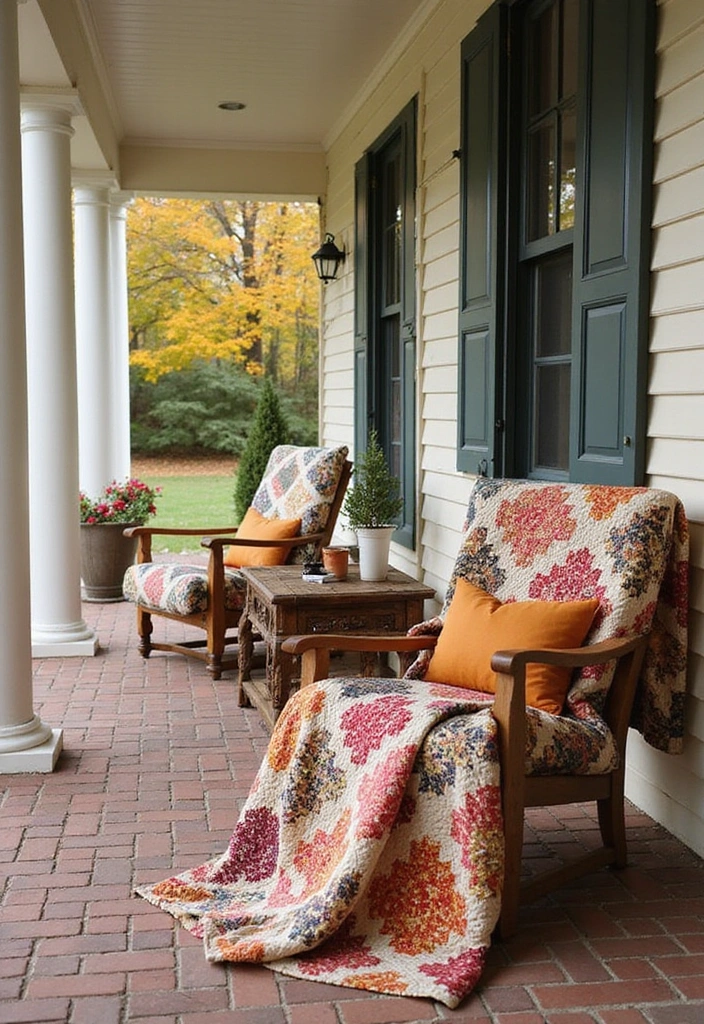 15 Stunning Fall Decorations for Your Porch (You Won't Believe #8!) - 11. Quilts and Throws
