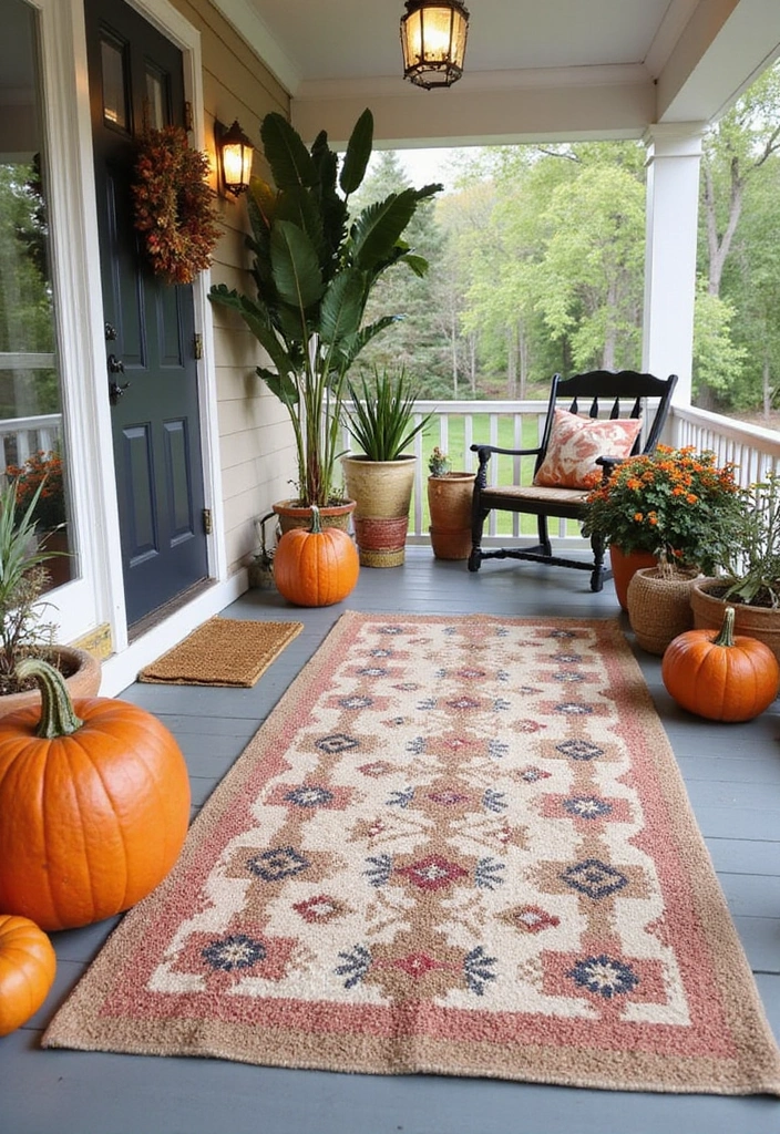 15 Stunning Fall Decorations for Your Porch (You Won't Believe #8!) - 12. Outdoor Rugs