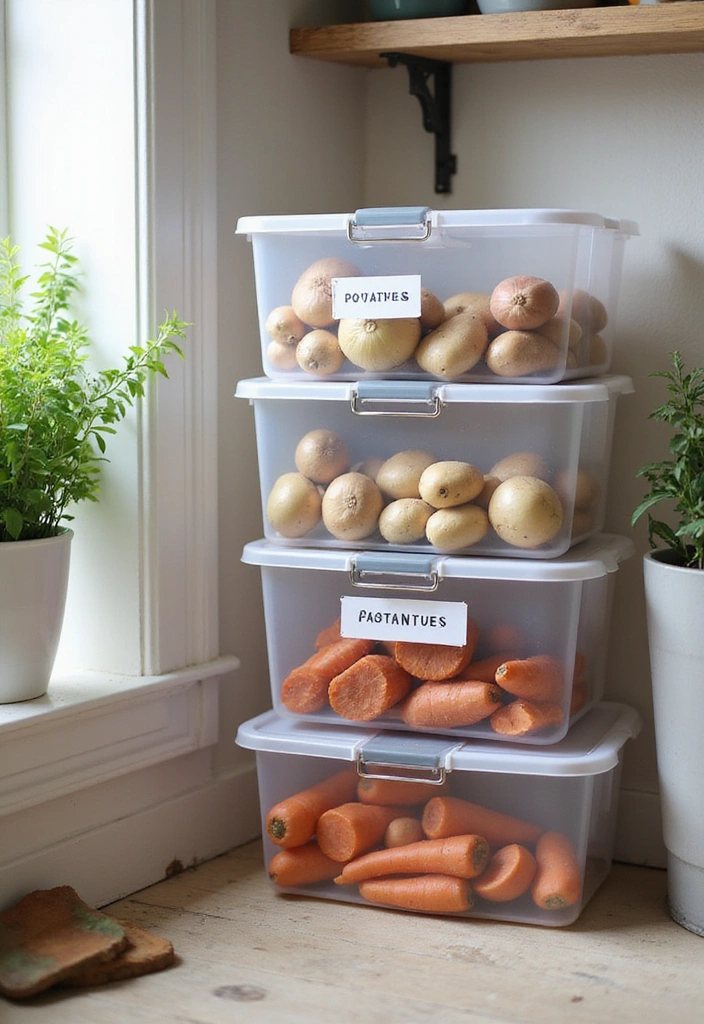 15 Vegetable Storage Hacks That Will Change Your Kitchen Game Forever! - 4. Stackable Bins for Maximum Space