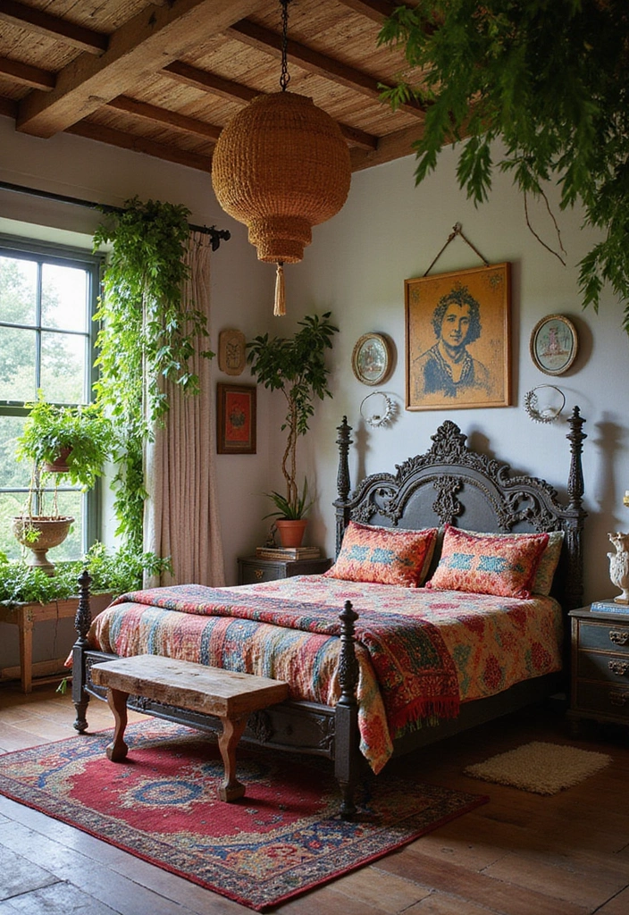 16 Beautiful Corbel Bed Frames That Will Transform Your Bedroom Into a Cozy Retreat (Check Out #8!) - 3. Bohemian Bliss