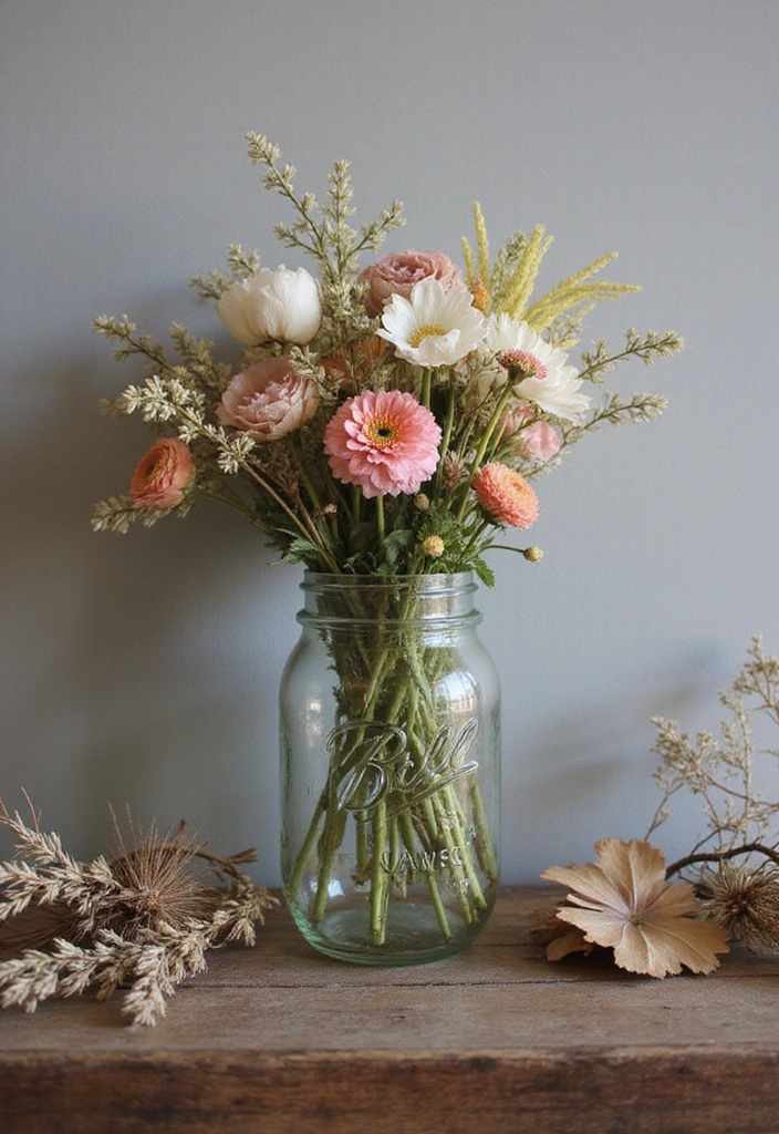 16 Breathtaking Fall Floral Arrangements for Your Fireplace That Will Impress Everyone! - 1. Rustic Wildflower Bunch