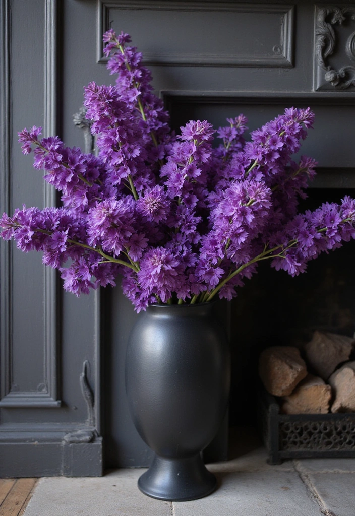 16 Breathtaking Fall Floral Arrangements for Your Fireplace That Will Impress Everyone! - 10. Bold Monochromatic Arrangement
