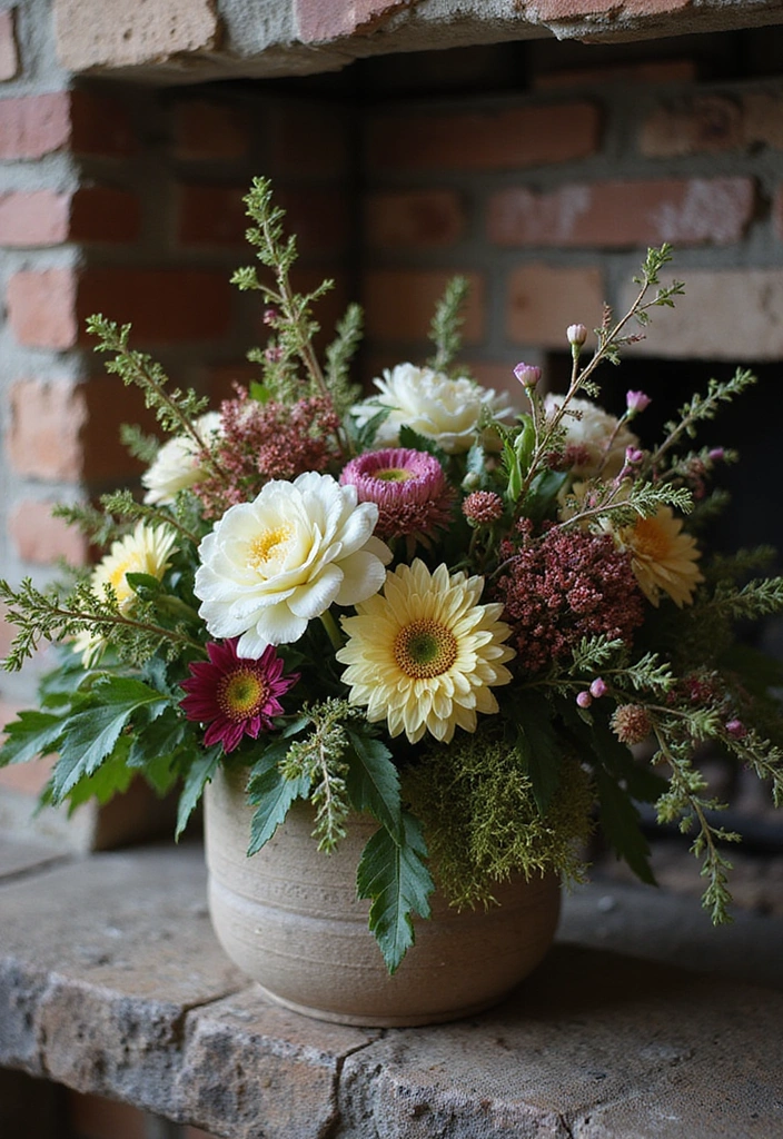 16 Breathtaking Fall Floral Arrangements for Your Fireplace That Will Impress Everyone! - 11. Earthy and Natural Look