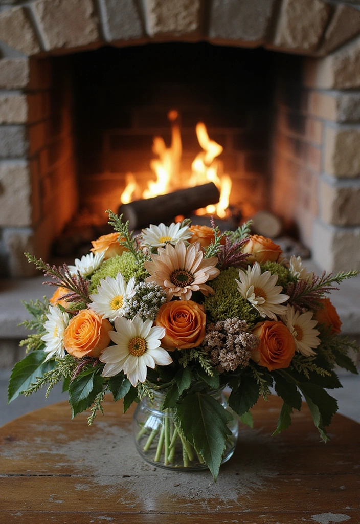 16 Breathtaking Fall Floral Arrangements for Your Fireplace That Will Impress Everyone! - 14. Layered Textures and Colors