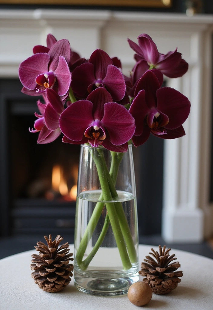 16 Breathtaking Fall Floral Arrangements for Your Fireplace That Will Impress Everyone! - 2. Elegant Orchid Display