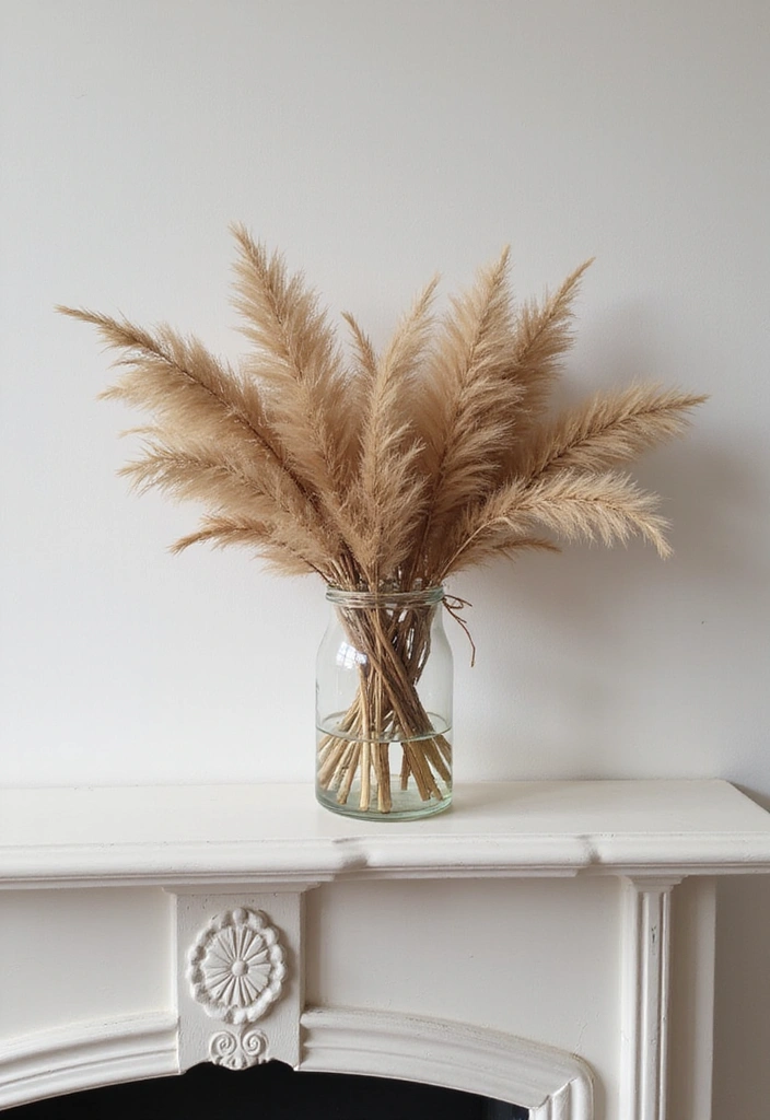 16 Breathtaking Fall Floral Arrangements for Your Fireplace That Will Impress Everyone! - 6. Minimalist Dried Flower Arrangement