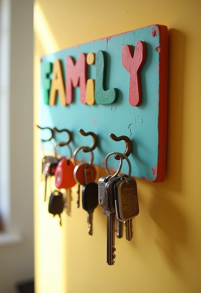 16 Creative Key Holder Solutions You Never Knew You Needed (Wait Until You See #6!) - 10. Colorful Key Organizer Board