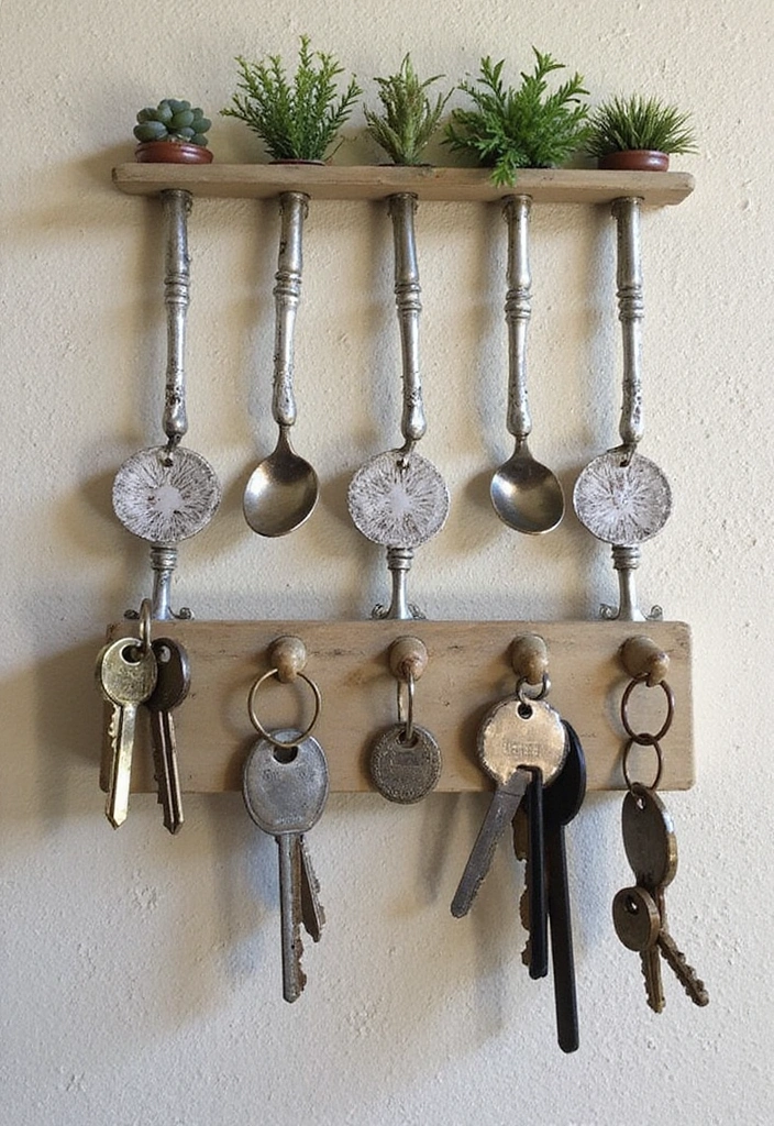 16 Creative Key Holder Solutions You Never Knew You Needed (Wait Until You See #6!) - 2. Repurposed Vintage Spoon Rack