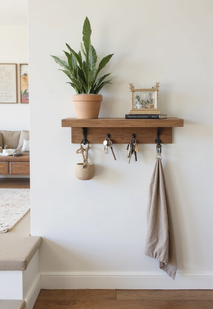 16 Creative Key Holder Solutions You Never Knew You Needed (Wait Until You See #6!) - 3. Wall-Mounted Mini Shelf