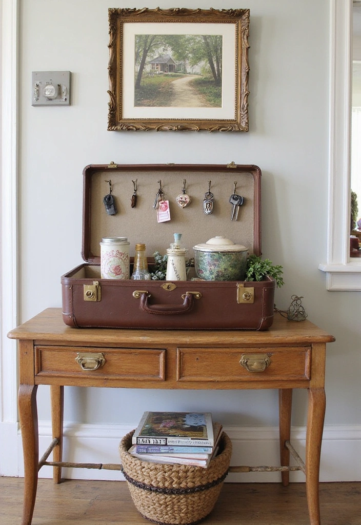 16 Creative Key Holder Solutions You Never Knew You Needed (Wait Until You See #6!) - 9. Vintage Suitcase Key Holder