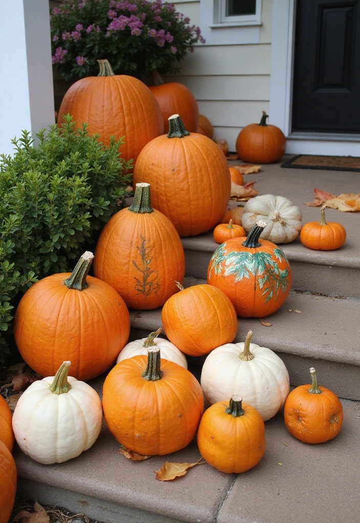 16 Fall Porch Decor Ideas That'll Make Your Home Feel Inviting! - 1. Pumpkins Galore