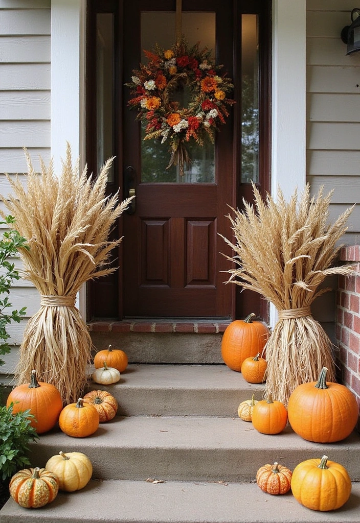 16 Fall Porch Decor Ideas That'll Make Your Home Feel Inviting! - 11. Charming Cornstalks