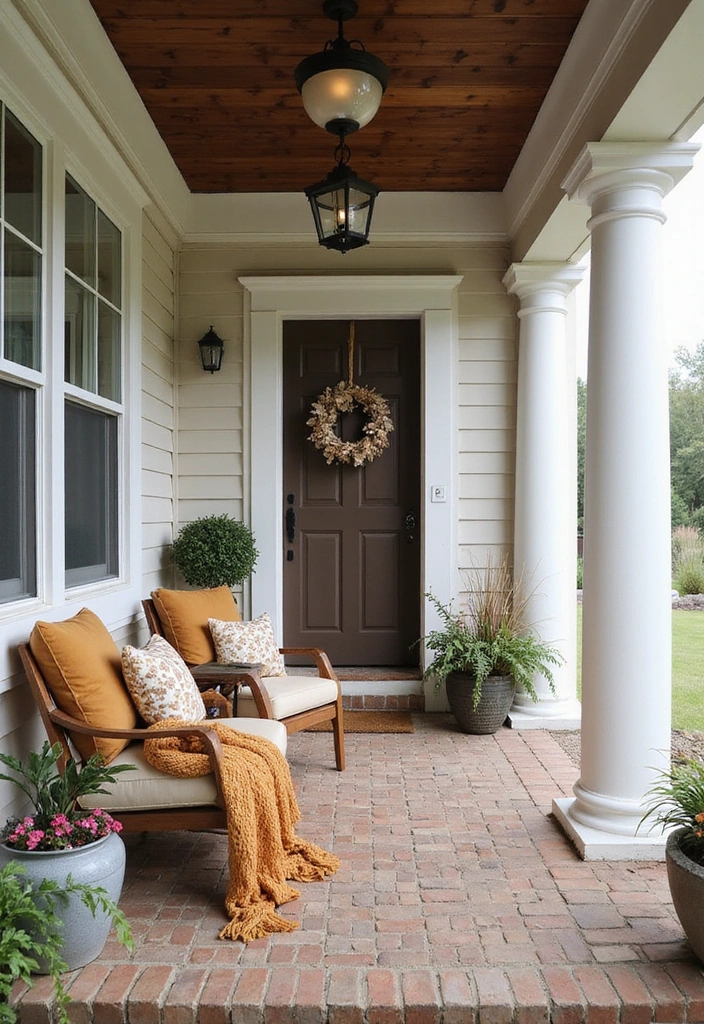 16 Fall Porch Decor Ideas That'll Make Your Home Feel Inviting! - 2. Cozy Seating