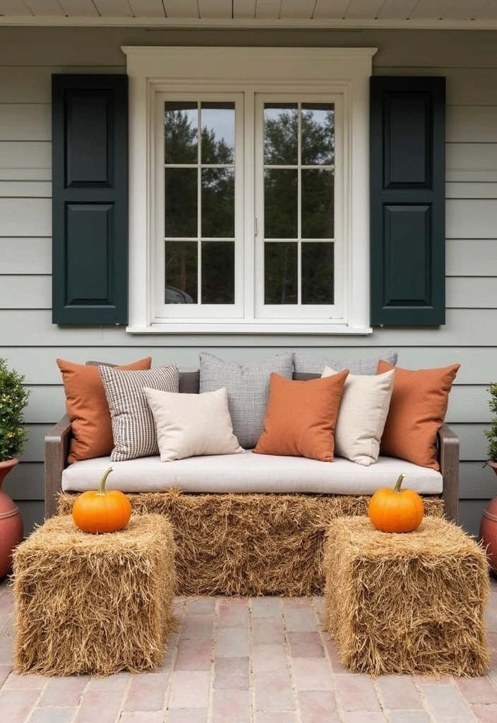16 Fall Porch Decor Ideas That'll Make Your Home Feel Inviting! - 8. Hay Bales
