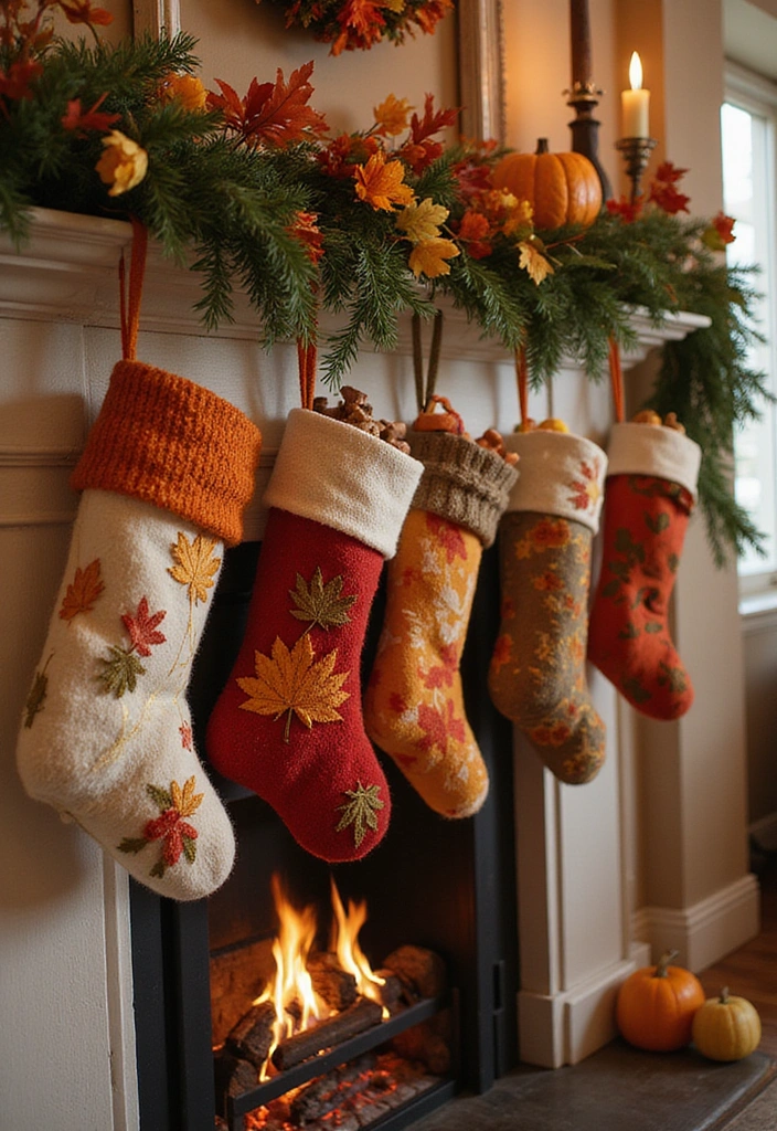 16 Family-Friendly Fireplace Decor Ideas for Fall That Will Create Lasting Memories! - 12. Autumn-Themed Stockings